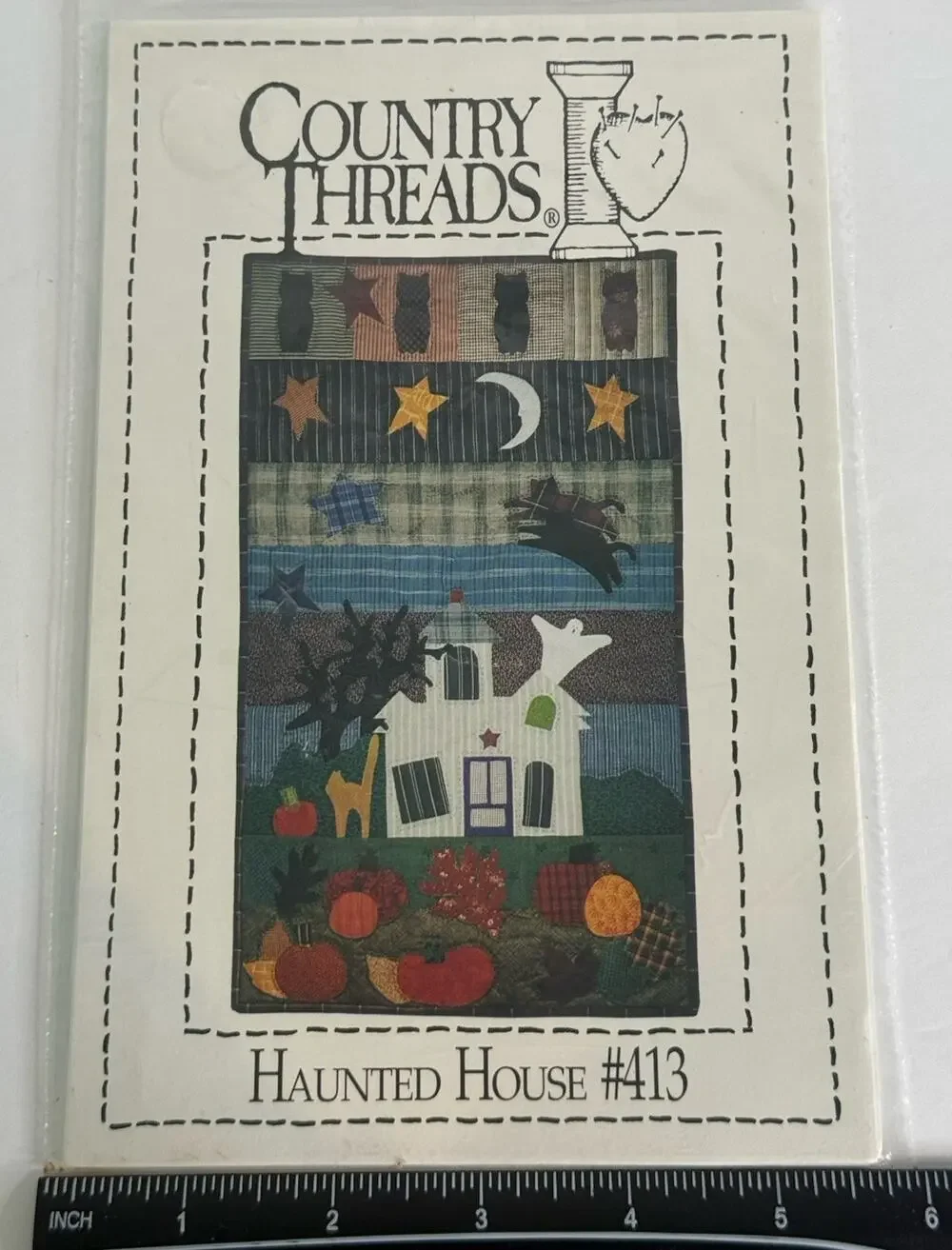Country Threads Halloween Haunted House Wall Quilt Pattern #413 16 x 28 1995